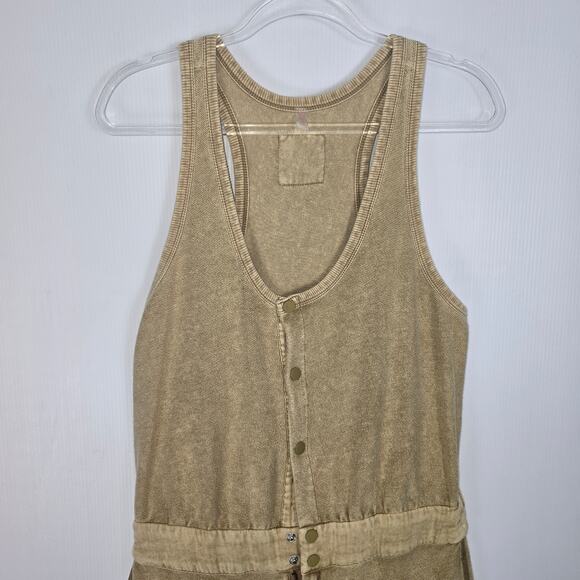 Free People Movement Timko Onesie Overall Matcha Tan Barrel Leg Boho Size Large - Picture 4 of 12